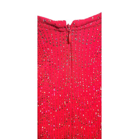 Gunne Sax Jessica McClintock Vtg Y2K Red Glitter Halter Glitter Maxi Dress - Picture 7 of 7